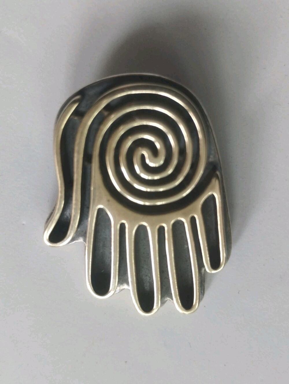 Carolyn Pollack Relios Hopi Spiral Hand Brass & 925 Pendant Or Brooch